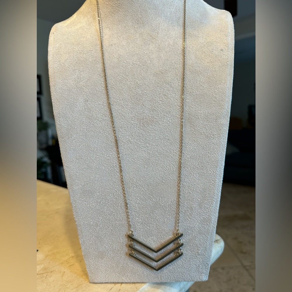 B.P antique gold tone nekclace with chevron pendant